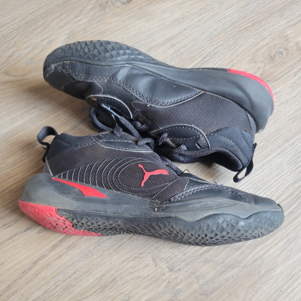 Puma Kidsโ Basketball Shoes 13C Black Red ProFoam Athletic Sneakers